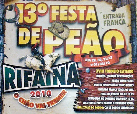 TUDO PRONTO PARA A FESTA DO PEÃO E  18º TORNEIO LEITEIRO DE RIFAINA